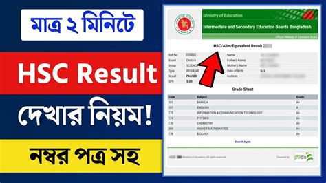 নম্বর সহ পরীক্ষার রেজাল্ট দেখার নিয়ম .